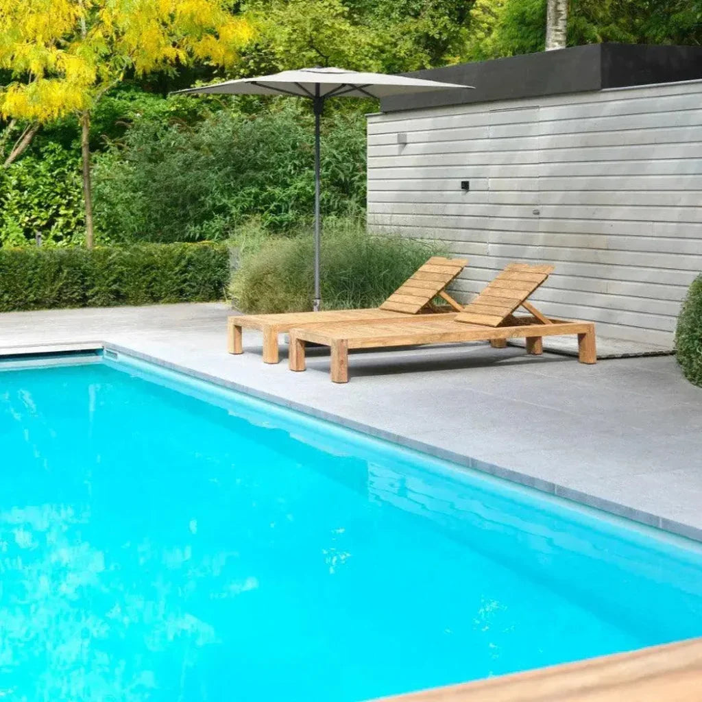 Batak Teak Wood Sun Lounger-Outdoor Cabanas & Loungers-Artesia-LOOMLAN