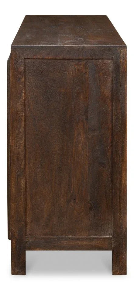 Battle Chainmail Four Door Wood Sideboard - LOOMLAN - Sarreid - Sideboards