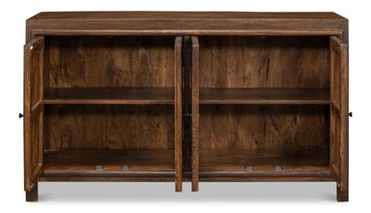 Battle Chainmail Four Door Wood Sideboard - LOOMLAN - Sarreid - Sideboards