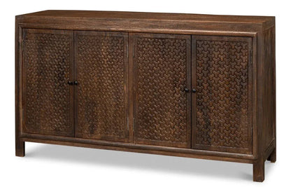 Battle Chainmail Four Door Wood Sideboard - LOOMLAN - Sarreid - Sideboards