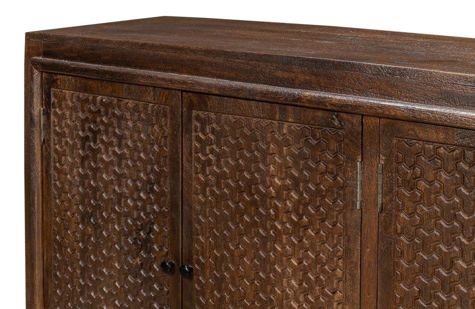 Battle Chainmail Four Door Wood Sideboard - LOOMLAN - Sarreid - Sideboards