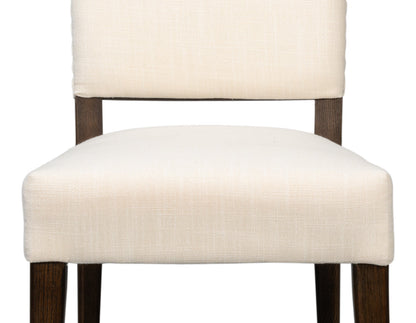 Bauhaus Ivory Linen Armless Dining Chair (Set Of 2)