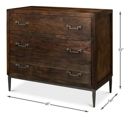 Bauhaus Three Drawer Wood Chest - LOOMLAN - Sarreid - Chests