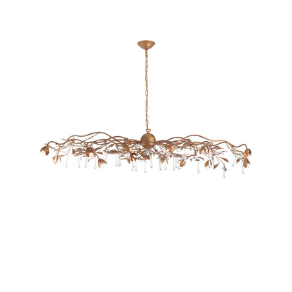Bay Laurel Leaf Crystal Golden Chandelier