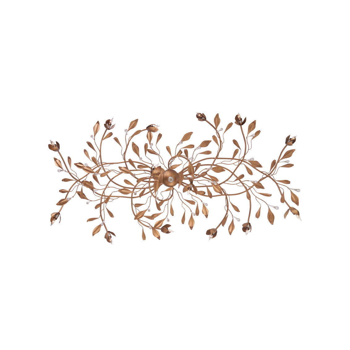 Bay Laurel Leaf Crystal Golden Chandelier