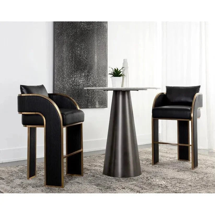 Baz Barstool Napa Black – Gold Accents - LOOMLAN - SUNPAN - Bar Stools