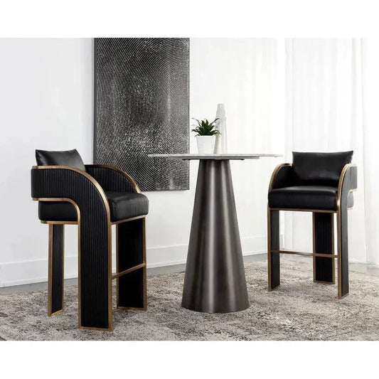 Baz Barstool Napa Black – Gold Accents - LOOMLAN - SUNPAN - Bar Stools