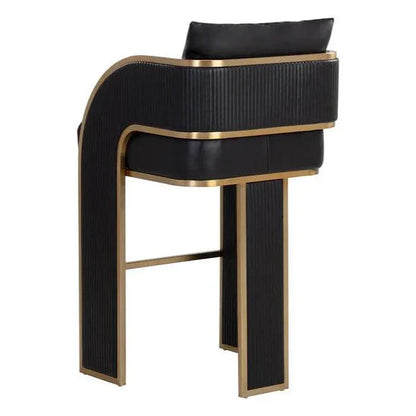 Baz Barstool Napa Black – Gold Accents - LOOMLAN - SUNPAN - Bar Stools