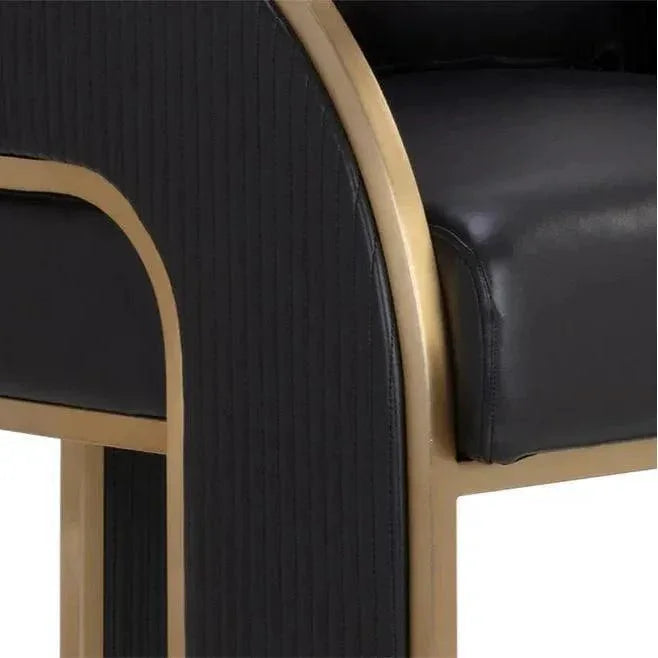 Baz Barstool Napa Black – Gold Accents - LOOMLAN - SUNPAN - Bar Stools