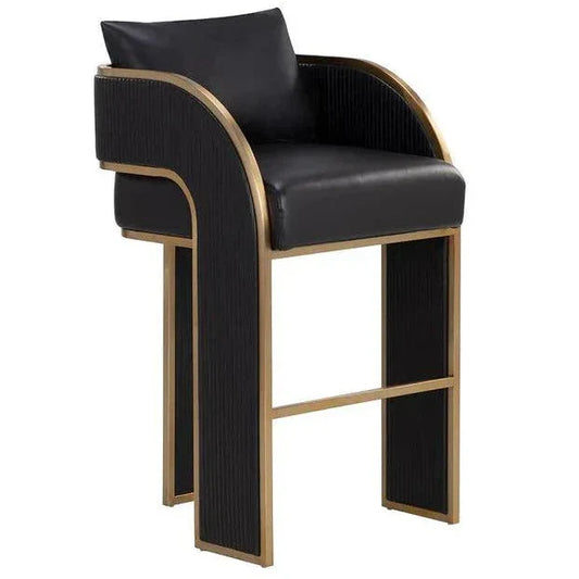Baz Barstool Napa Black – Gold Accents - LOOMLAN - SUNPAN - Bar Stools