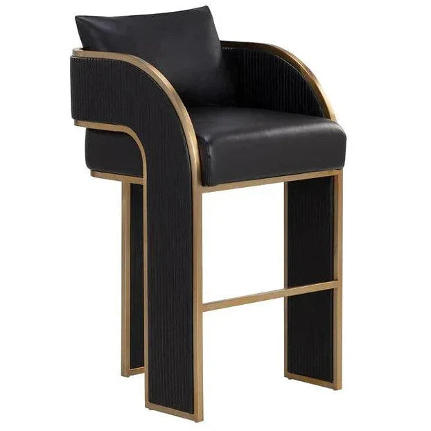 Baz Barstool Napa Black – Gold Accents - LOOMLAN - SUNPAN - Bar Stools
