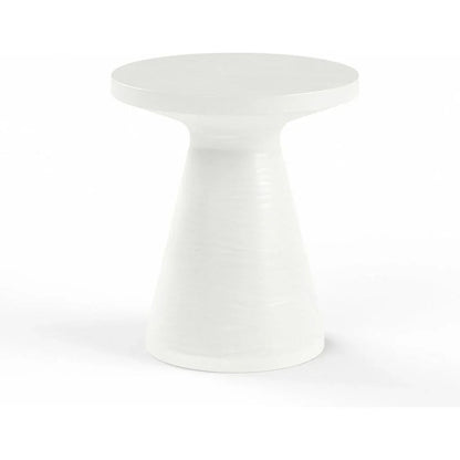 Bazaar Bone Finish Round Outdoor End Table - LOOMLAN - Sunset West - Outdoor Side Tables