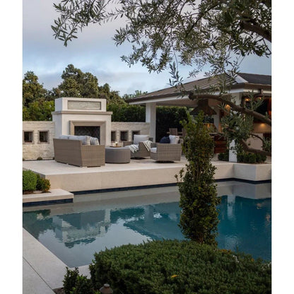 Bazaar Sunbrella Round Outdoor Ottoman-Outdoor Ottomans-Sunset West-LOOMLAN