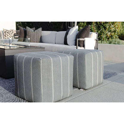 Bazaar Sunbrella Weatherproof Outdoor Pouf - LOOMLAN - Sunset West - Poufs and Stools