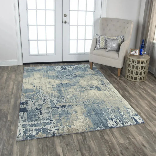 Baze Abstract Blue Large Area Rugs For Living Room - LOOMLAN - LOOMLAN - Area Rugs