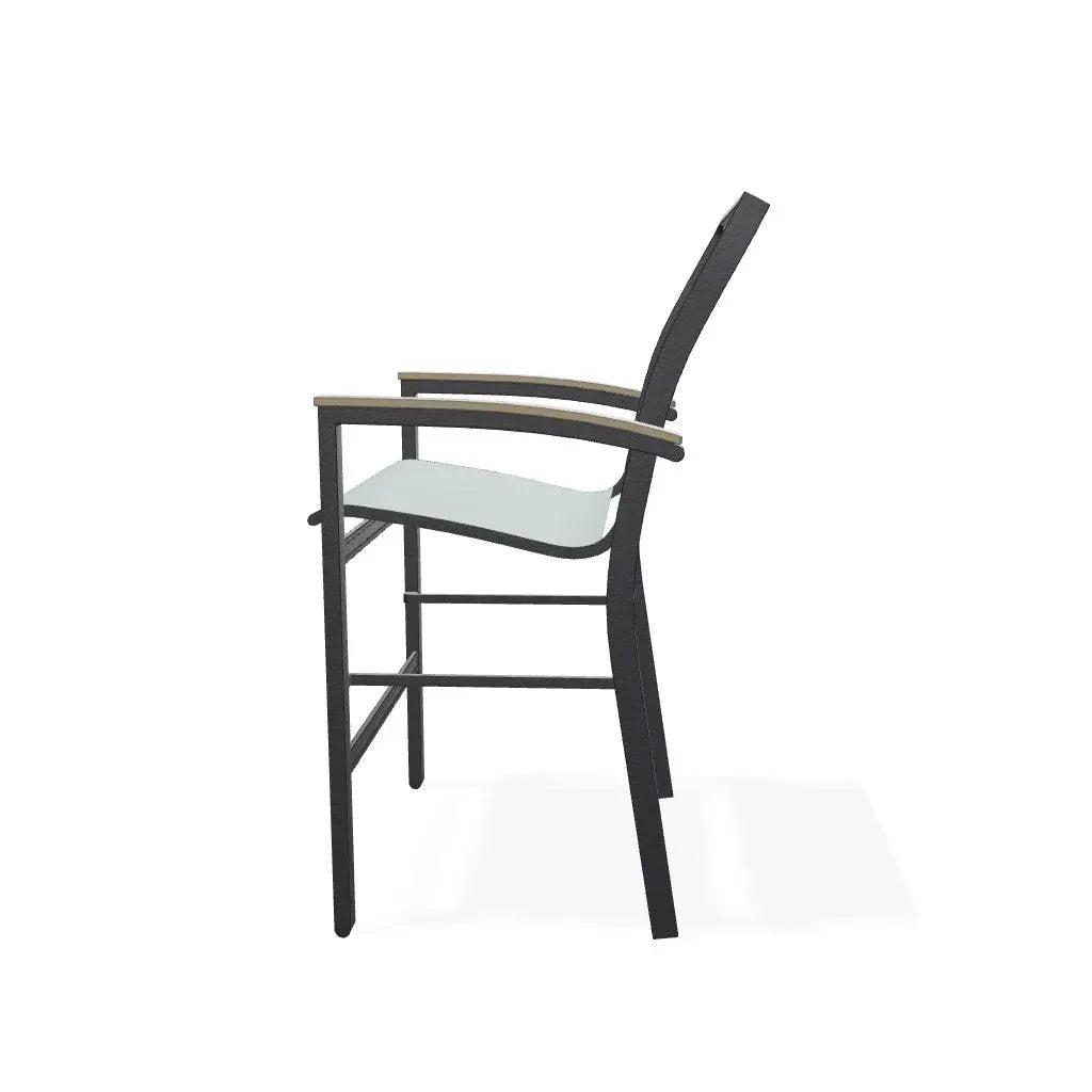 Bazza Stacking Balcony Height MGP Armed Cafe Chair-Outdoor Accent Chairs-Telescope-LOOMLAN