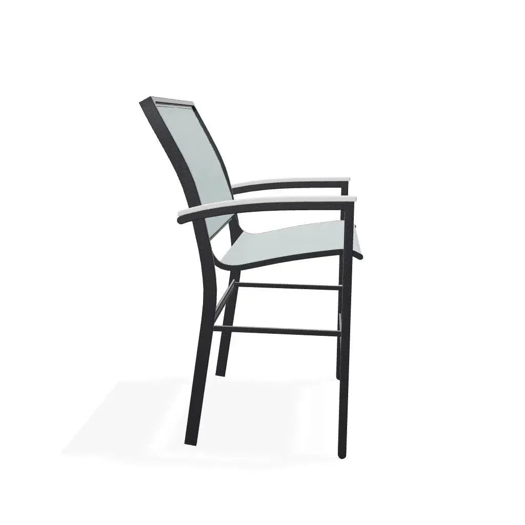 Bazza Stacking Balcony Height MGP Armed Cafe Chair-Outdoor Accent Chairs-Telescope-LOOMLAN