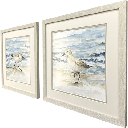 Beach Sandpipers Blue Framed Wall Art 2PC