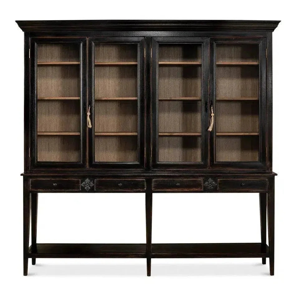 Beacon Hill Display Case Ebony Slim Cabinet Glass Doors - LOOMLAN - Sarreid - Buffets & Curios