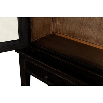 Beacon Hill Display Case Ebony Slim Cabinet Glass Doors - LOOMLAN - Sarreid - Buffets & Curios