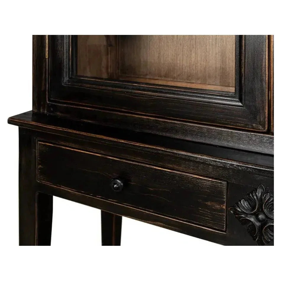 Beacon Hill Display Case Ebony Slim Cabinet Glass Doors - LOOMLAN - Sarreid - Buffets & Curios