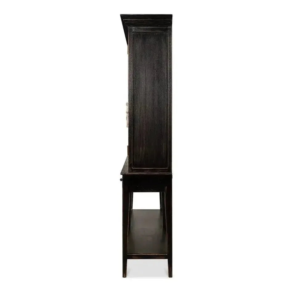 Beacon Hill Display Case Ebony Slim Cabinet Glass Doors - LOOMLAN - Sarreid - Buffets & Curios