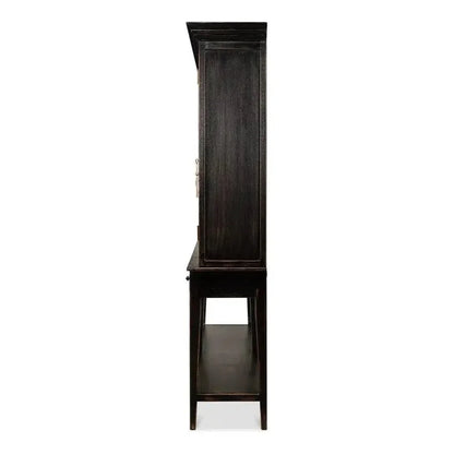 Beacon Hill Display Case Ebony Slim Cabinet Glass Doors - LOOMLAN - Sarreid - Buffets & Curios