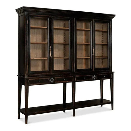 Beacon Hill Display Case Ebony Slim Cabinet Glass Doors - LOOMLAN - Sarreid - Buffets & Curios