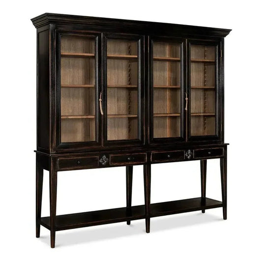 Beacon Hill Display Case Ebony Slim Cabinet Glass Doors - LOOMLAN - Sarreid - Buffets & Curios