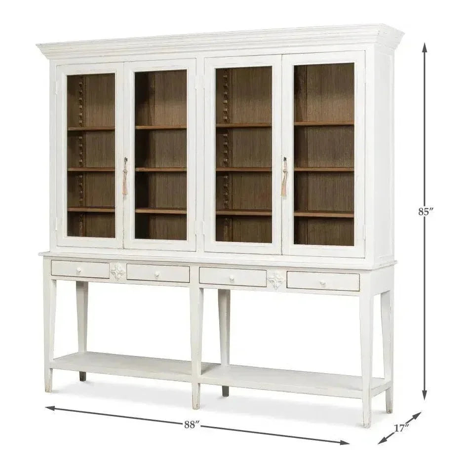 Beacon Hill Display Case White Slim Cabinet Glass Doors - LOOMLAN - Sarreid - Buffets & Curios