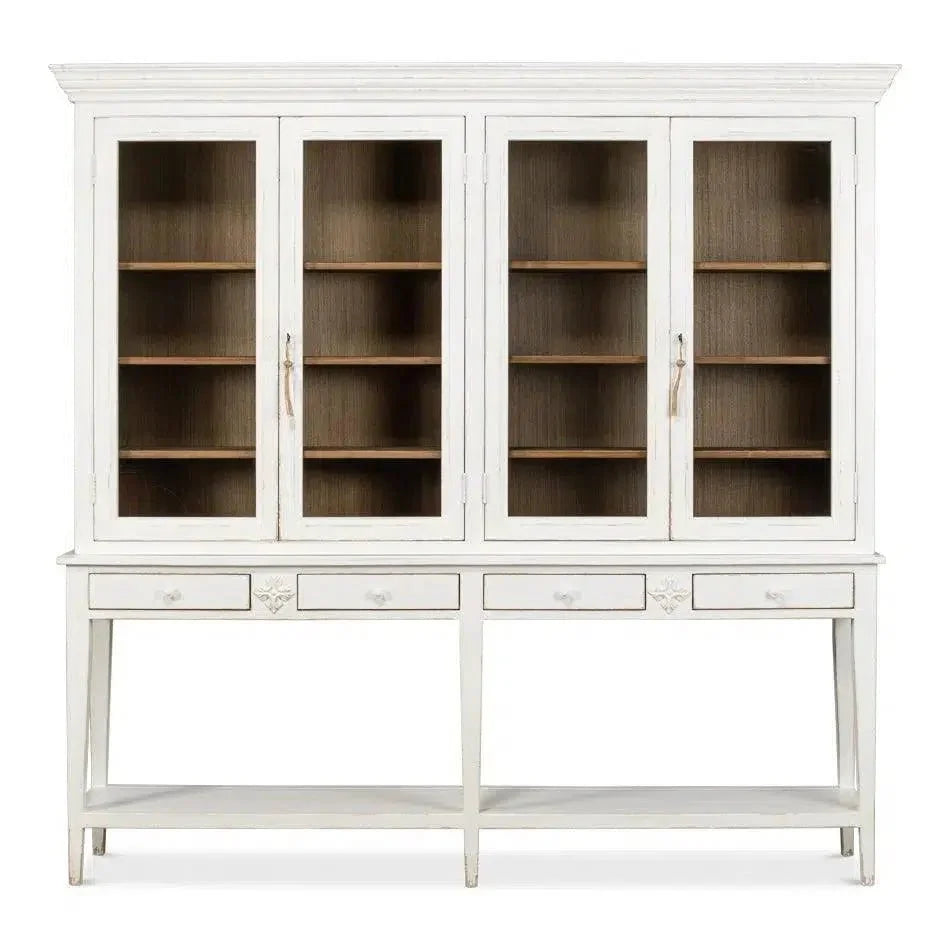 Beacon Hill Display Case White Slim Cabinet Glass Doors - LOOMLAN - Sarreid - Buffets & Curios