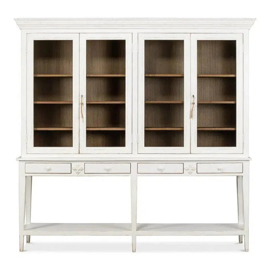 Beacon Hill Display Case White Slim Cabinet Glass Doors - LOOMLAN - Sarreid - Buffets & Curios