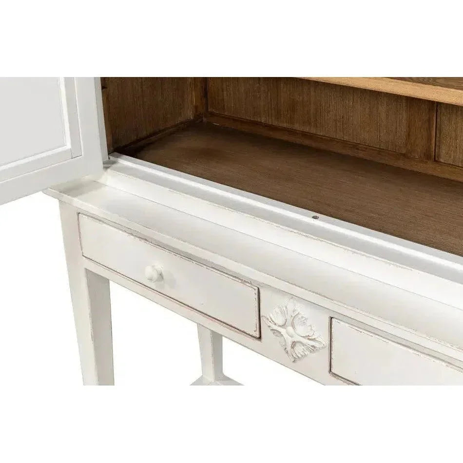 Beacon Hill Display Case White Slim Cabinet Glass Doors - LOOMLAN - Sarreid - Buffets & Curios