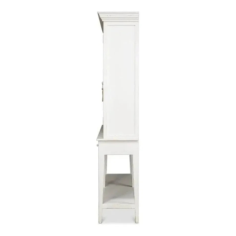 Beacon Hill Display Case White Slim Cabinet Glass Doors - LOOMLAN - Sarreid - Buffets & Curios
