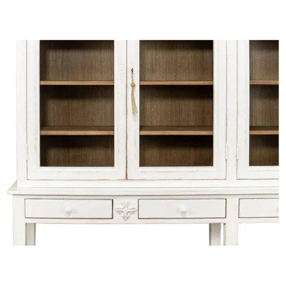Beacon Hill Display Case White Slim Cabinet Glass Doors - LOOMLAN - Sarreid - Buffets & Curios