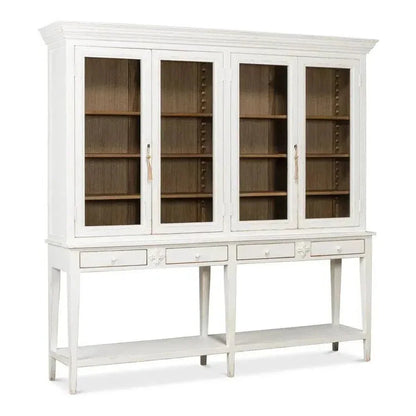 Beacon Hill Display Case White Slim Cabinet Glass Doors - LOOMLAN - Sarreid - Buffets & Curios