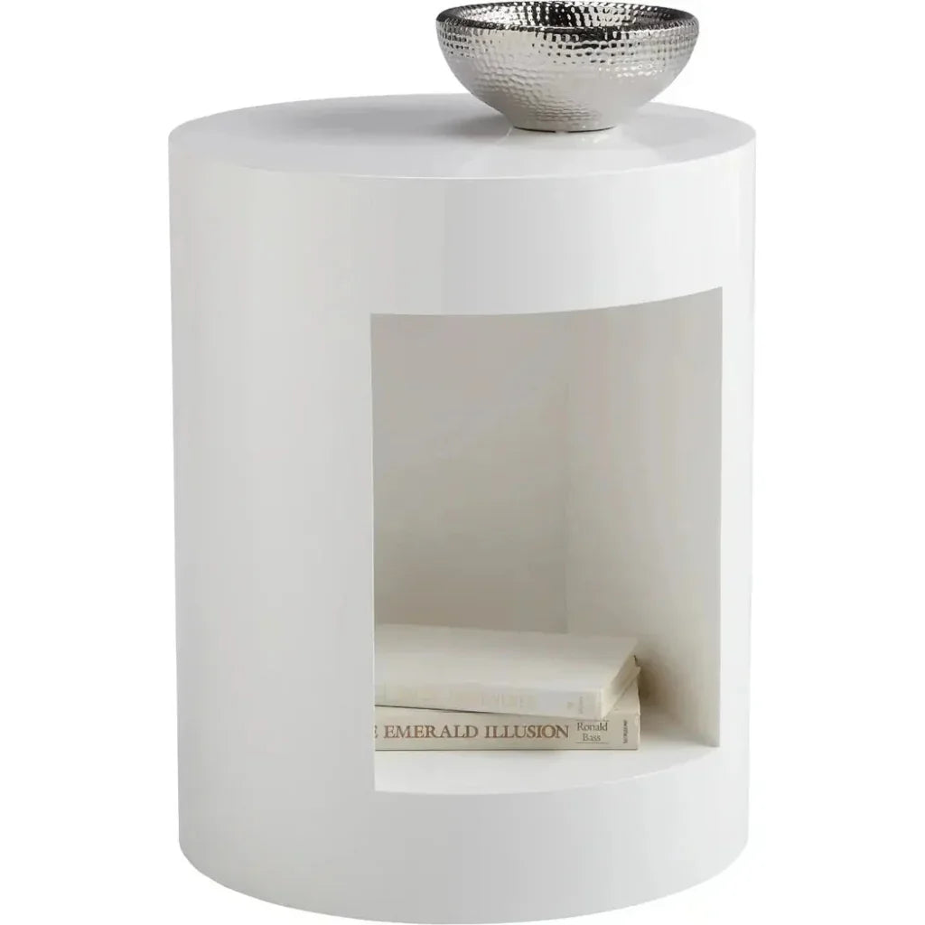 Beacon Wooden White Round End Table - LOOMLAN - SUNPAN - Side Tables