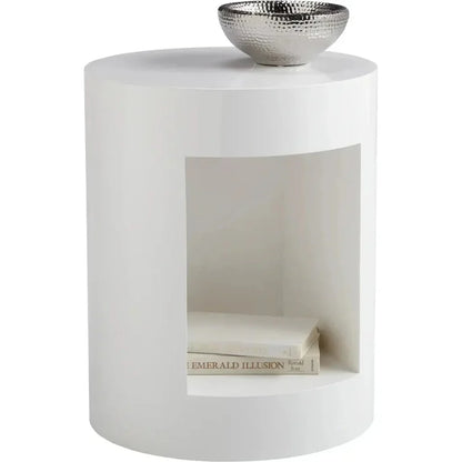 Beacon Wooden White Round End Table - LOOMLAN - SUNPAN - Side Tables