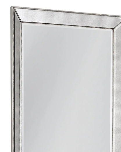 Beaded Silver Wood Floor Mirror-Floor Mirrors-Bassett Mirror-LOOMLAN