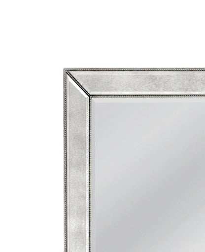 Beaded Silver Wood Floor Mirror-Floor Mirrors-Bassett Mirror-LOOMLAN