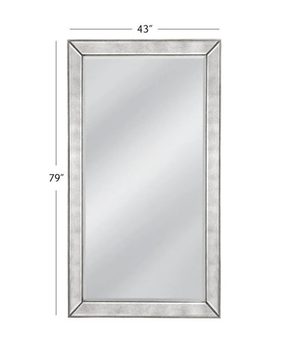 Beaded Silver Wood Floor Mirror-Floor Mirrors-Bassett Mirror-LOOMLAN