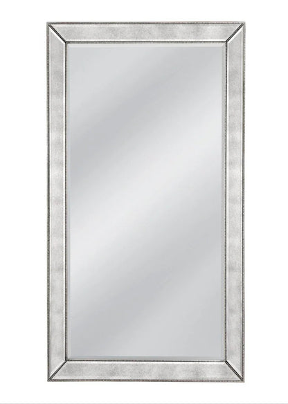 Beaded Silver Wood Floor Mirror-Floor Mirrors-Bassett Mirror-LOOMLAN