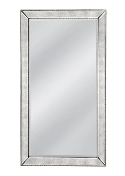 Beaded Silver Wood Floor Mirror-Floor Mirrors-Bassett Mirror-LOOMLAN
