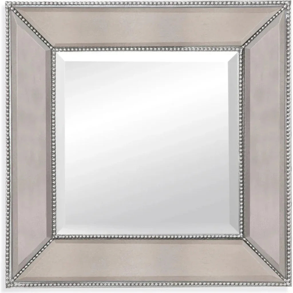 Beaded Wood and Glass Grey Wall Mirror - LOOMLAN - Bassett Mirror - Wall Mirrors