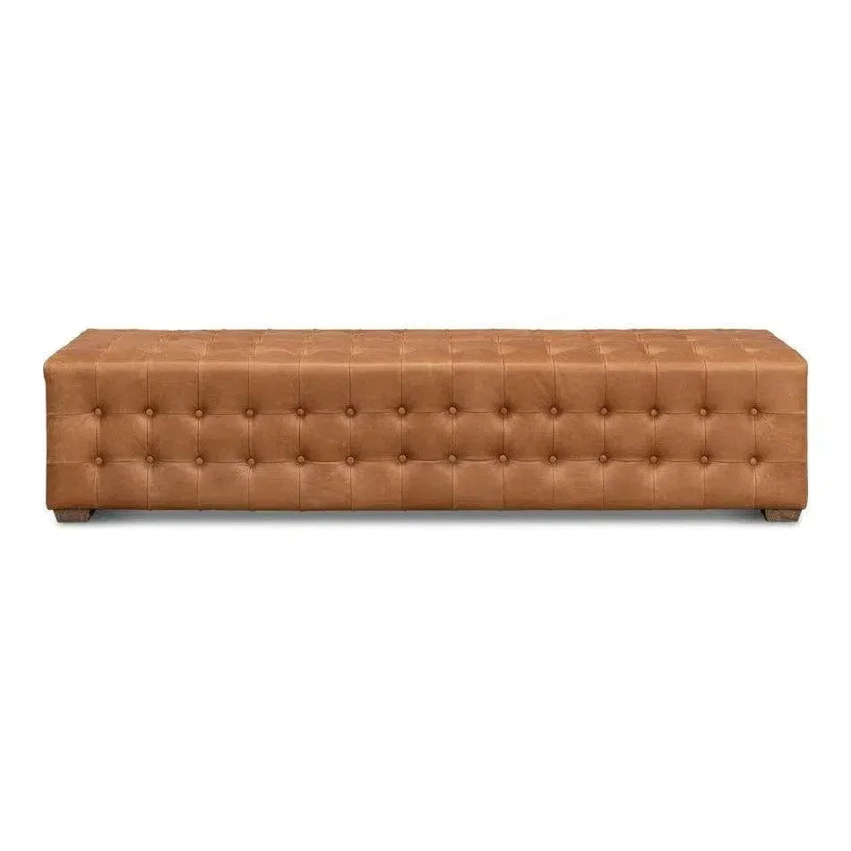 Beam Bench Tufted Leather - LOOMLAN - Sarreid - Bedroom Benches