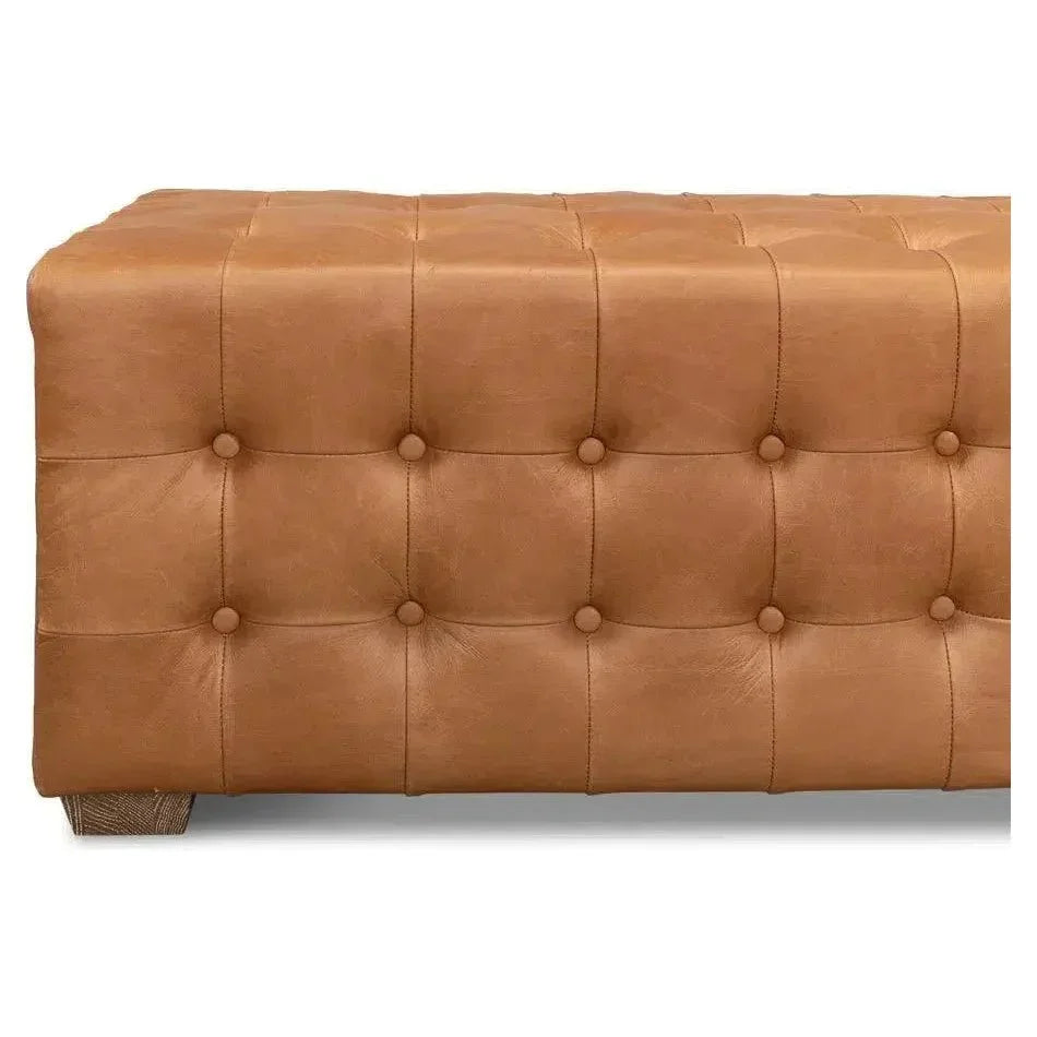 Beam Bench Tufted Leather - LOOMLAN - Sarreid - Bedroom Benches