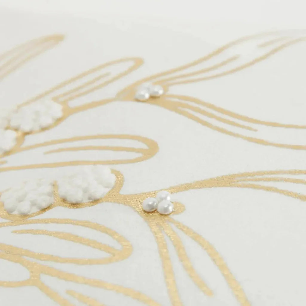 Beatrice Beaded White Gold Throw Pillow Down Insert - LOOMLAN - LOOMLAN - Throw Pillows