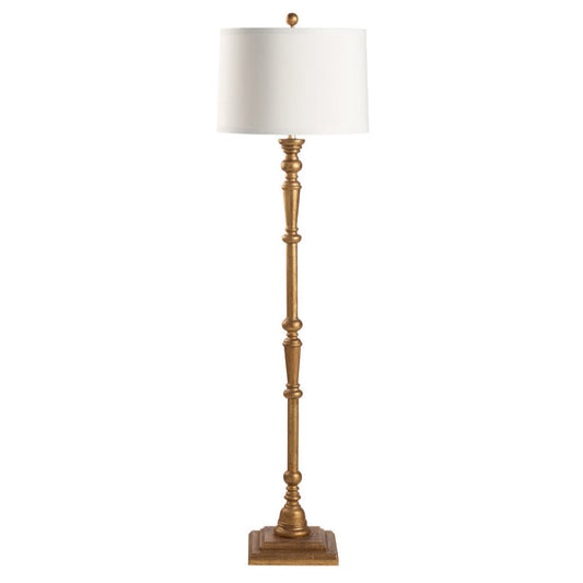 Beatrice Wooden Gold Floor Lamp-Floor Lamps-Chelsea House-LOOMLAN