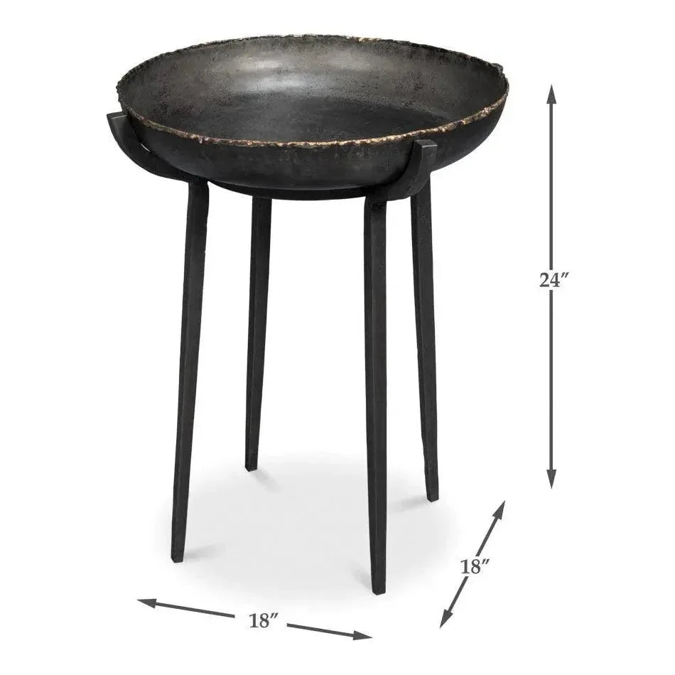 Beckham Metal Black Round End Table - LOOMLAN - Sarreid - Side Tables