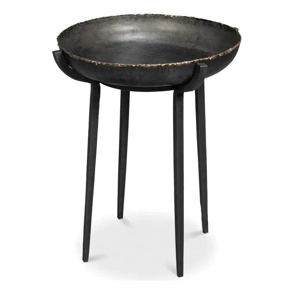 Beckham Metal Black Round End Table - LOOMLAN - Sarreid - Side Tables